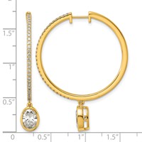 True Origin 14K Yellow Gold 2.62 Carat Lab Grown Diamond VS+ F+ Complete Oval Bezel-Set Dangle in Out Hoop Earrings view 4