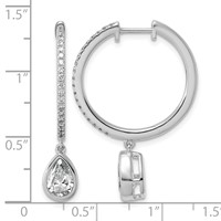 True Origin 14K White Gold 2.38 Carat Lab Grown Diamond VS+ F+ Complete Pear Bezel-Set Dangle in Out Hoop Earrings view 4