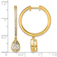 True Origin 14K Yellow Gold 2.38 Carat Lab Grown Diamond VS+ F+ Complete Pear Bezel-Set Dangle in Out Hoop Earrings view 4