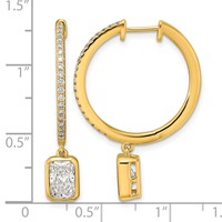 True Origin 14K Yellow Gold 2.38 Carat Lab Grown Diamond VS+ F+ Complete Radiant Bezel-Set Dangle in Out Hoop Earrings view 4