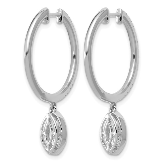 True Origin 14k White Gold 2 3/8 carat Lab Grown Diamond VS+ F+ Complete Marquise Bezel-Set Dangle In/Out Hoop Earrings