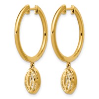 True Origin 14K Yellow Gold 2.38 Carat Lab Grown Diamond VS+ F+ Complete Marquise Bezel-Set Dangle in Out Hoop Earrings view 3