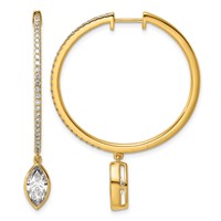 True Origin 14K Yellow Gold 2.62 Carat Lab Grown Diamond VS+ F+ Complete Marquise Bezel-Set Dangle in Out Hoop Earrings view 1
