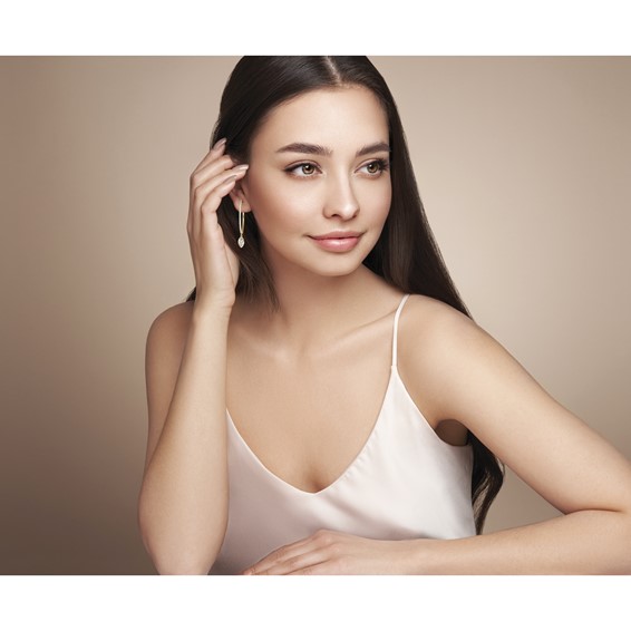 True Origin 14k Yellow Gold 2 5/8 carat Lab Grown Diamond VS+ F+ Complete Marquise Bezel-Set Dangle In/Out Hoop Earrings