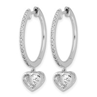 True Origin 14K White Gold 2.38 Carat Lab Grown Diamond VS+ F+ Complete Heart Bezel-Set Dangle in Out Hoop Earrings view 2