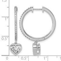True Origin 14K White Gold 2.38 Carat Lab Grown Diamond VS+ F+ Complete Heart Bezel-Set Dangle in Out Hoop Earrings view 4