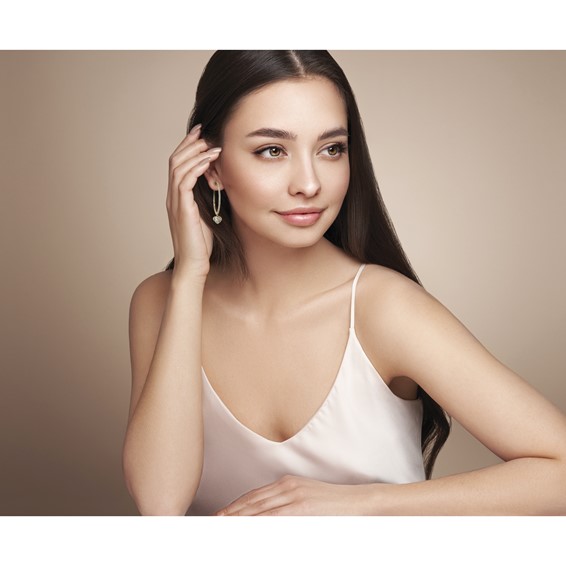 True Origin 14k Yellow Gold 2 3/8 carat Lab Grown Diamond VS+ F+ Complete Heart Bezel-Set Dangle In/Out Hoop Earrings