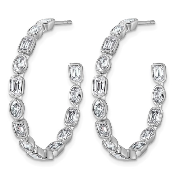 True Origin 14k White Gold 3 3/8 carat Lab Grown Diamond VS+ F+ Complete Mixed Bezel-Set Post Hoop Earrings