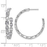True Origin 14K White Gold 3.38 Carat Lab Grown Diamond VS+ F+ Complete Mixed Bezel-Set Post Hoop Earrings view 3