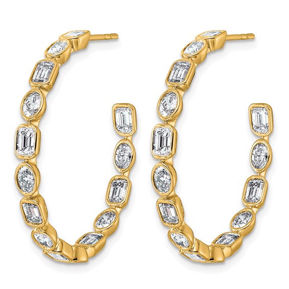 True Origin 14k Yellow Gold 3 3/8 carat Lab Grown Diamond VS+ F+ Complete Mixed Bezel-Set Post Hoop Earrings