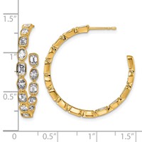 True Origin 14K Yellow Gold 3.38 Carat Lab Grown Diamond VS+ F+ Complete Mixed Bezel-Set Post Hoop Earrings view 3