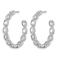 True Origin 14K White Gold 4.75 Carat Lab Grown Diamond VS+ F+ Complete Mixed Bezel-Set Post Hoop Earrings view 2