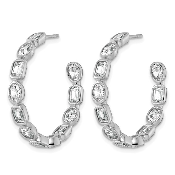 True Origin 14k White Gold 4 3/4 carat Lab Grown Diamond VS+ F+ Complete Mixed Bezel-Set Post Hoop Earrings