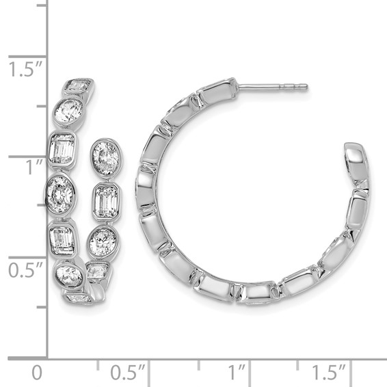 True Origin 14k White Gold 4 3/4 carat Lab Grown Diamond VS+ F+ Complete Mixed Bezel-Set Post Hoop Earrings