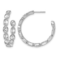 True Origin 14K White Gold 4.75 Carat Lab Grown Diamond VS+ F+ Complete Mixed Bezel-Set Post Hoop Earrings view 1