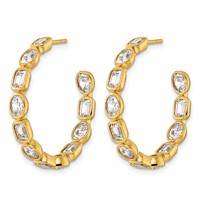 True Origin 14K Yellow Gold 4.75 Carat Lab Grown Diamond VS+ F+ Complete Mixed Bezel-Set Post Hoop Earrings view 2
