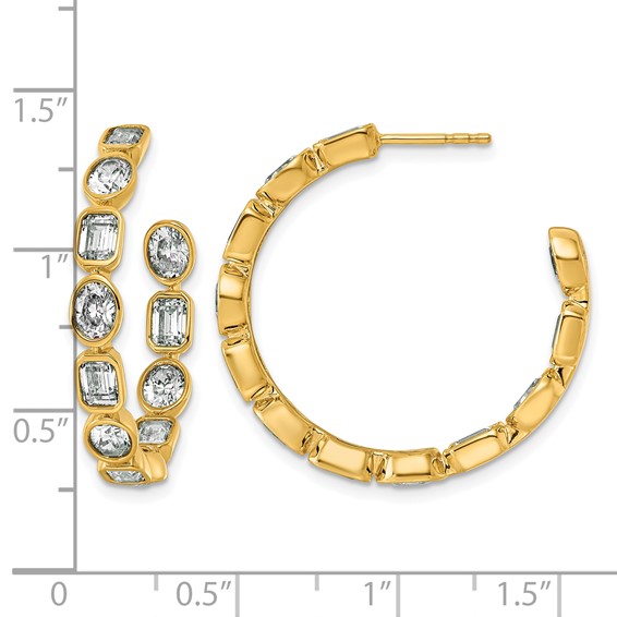 True Origin 14k Yellow Gold 4 3/4 carat Lab Grown Diamond VS+ F+ Complete Mixed Bezel-Set Post Hoop Earrings
