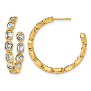 True Origin 14k Yellow Gold 4 3/4 carat Lab Grown Diamond VS+ F+ Complete Mixed Bezel-Set Post Hoop Earrings
