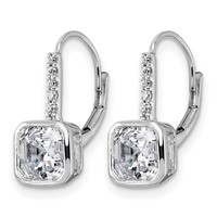 True Origin 14K White Gold 3 Carat Lab Grown Diamond VS+ F+ Complete Square Bezel-Set Leverback Earrings view 2