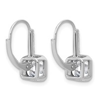 True Origin 14K White Gold 3 Carat Lab Grown Diamond VS+ F+ Complete Square Bezel-Set Leverback Earrings view 3