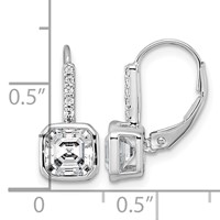 True Origin 14K White Gold 3 Carat Lab Grown Diamond VS+ F+ Complete Square Bezel-Set Leverback Earrings view 4