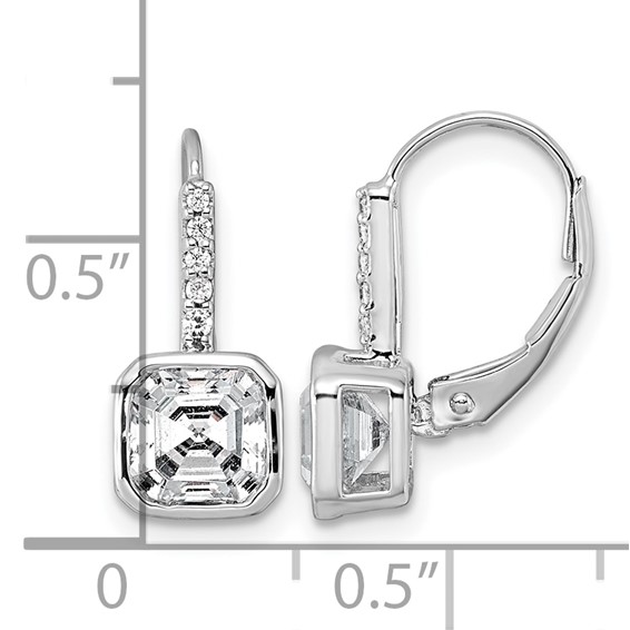 True Origin 14k White Gold 3 carat Lab Grown Diamond VS+ F+ Complete Square Bezel-Set Leverback Earrings