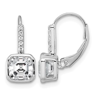 True Origin 14k White Gold 3 carat Lab Grown Diamond VS+ F+ Complete Square Bezel-Set Leverback Earrings