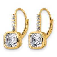 True Origin 14K Yellow Gold 3 Carat Lab Grown Diamond VS+ F+ Complete Square Bezel-Set Leverback Earrings view 2