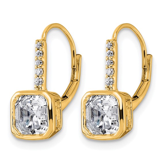 True Origin 14k Yellow Gold 3 carat Lab Grown Diamond VS+ F+ Complete Square Bezel-Set Leverback Earrings