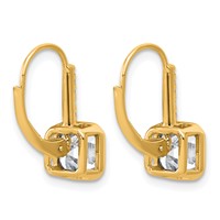 True Origin 14K Yellow Gold 3 Carat Lab Grown Diamond VS+ F+ Complete Square Bezel-Set Leverback Earrings view 3