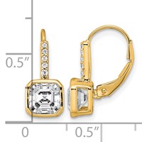 True Origin 14K Yellow Gold 3 Carat Lab Grown Diamond VS+ F+ Complete Square Bezel-Set Leverback Earrings view 4