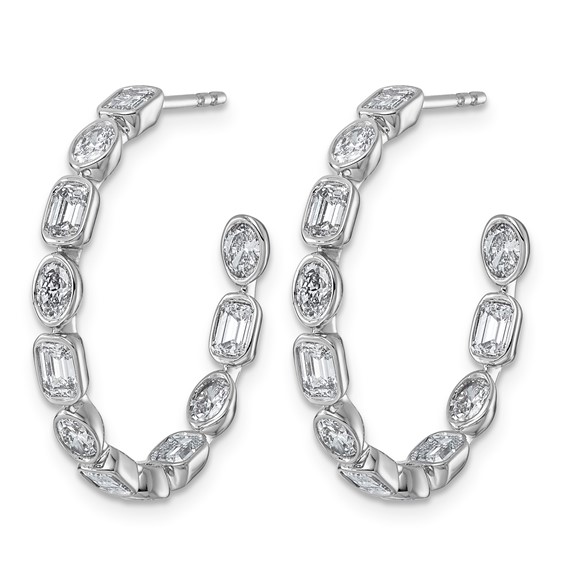14kw 2 3/4ct LabGrown Dia VS+ F+ Post Emerald/Oval Comp Hoop Earrings