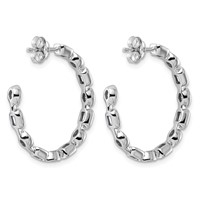 14K White Gold 2.75ct LabGrown Dia VS+ F+ Post Emerald Oval Comp Hoop Earrings view 3