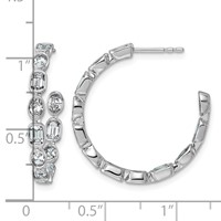 14K White Gold 2.75ct LabGrown Dia VS+ F+ Post Emerald Oval Comp Hoop Earrings view 4