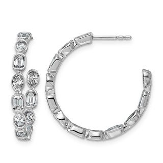 14kw 2 3/4ct LabGrown Dia VS+ F+ Post Emerald/Oval Comp Hoop Earrings