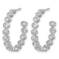 14K White Gold 2.62ct LabGrown Dia VS+ F+ Post East West Oval Comp Hoop Earrings view 2