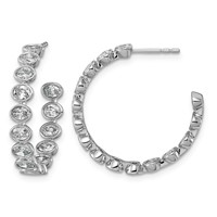 14K White Gold 2.62ct LabGrown Dia VS+ F+ Post East West Oval Comp Hoop Earrings view 1
