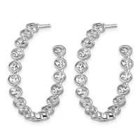 14K White Gold 3.20ct LabGrown Dia VS+ F+ Post East West Oval Comp Hoop Earrings view 2