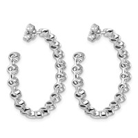 14K White Gold 3.20ct LabGrown Dia VS+ F+ Post East West Oval Comp Hoop Earrings view 3