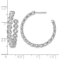14K White Gold 3.20ct LabGrown Dia VS+ F+ Post East West Oval Comp Hoop Earrings view 4
