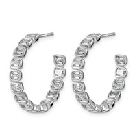 14K White Gold 4ct LabGrown Dia VS+ F+ Post East West Emerald Comp Hoop Earrings view 2