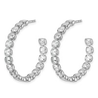 14K White Gold 0.88 Carat Lab Grown Diamond VS+ F+ Post East West Emerald Complete Hoop Earrings view 2