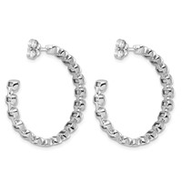 14K White Gold 0.88 Carat Lab Grown Diamond VS+ F+ Post East West Emerald Complete Hoop Earrings view 3