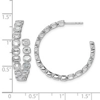14K White Gold 0.88 Carat Lab Grown Diamond VS+ F+ Post East West Emerald Complete Hoop Earrings view 4