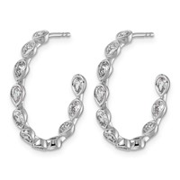 14K White Gold 1.50ct Lab Grown Dia VS+ F+ Post Pear Comp Hoop Earrings view 2