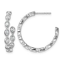 14K White Gold 1.50ct Lab Grown Dia VS+ F+ Post Pear Comp Hoop Earrings view 1