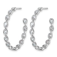 14K White Gold 2ct Lab Grown Dia VS+ F+ Post Pear Comp Hoop Earrings view 2