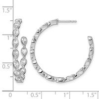 14K White Gold 2ct Lab Grown Dia VS+ F+ Post Pear Comp Hoop Earrings view 4