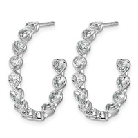 14K White Gold 2.50ct Lab Grown Dia VS+ F+ Post Heart Comp Hoop Earrings view 2