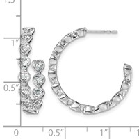 14K White Gold 2.50ct Lab Grown Dia VS+ F+ Post Heart Comp Hoop Earrings view 4